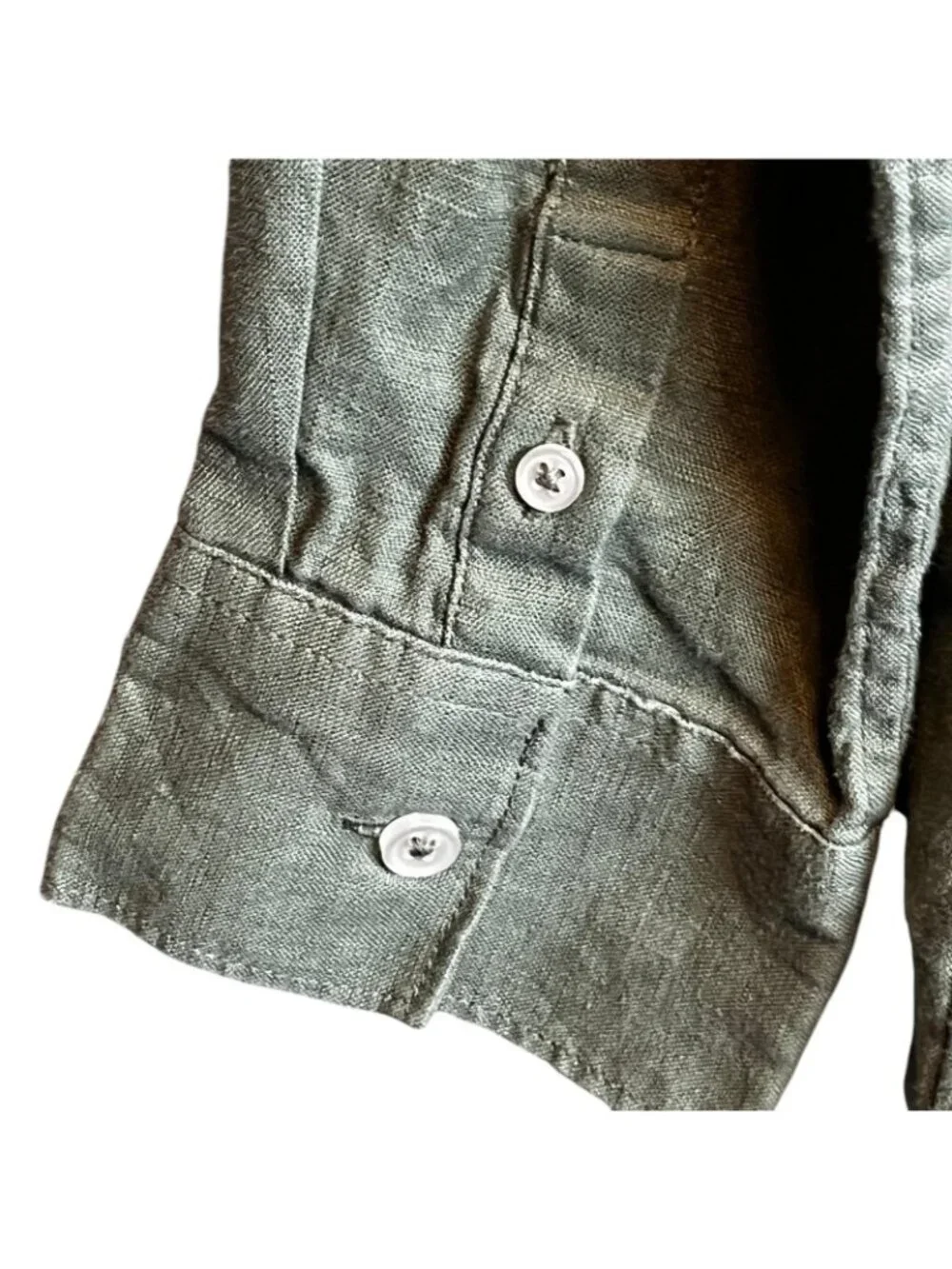 Quince Shirt Womens Medium Green European Linen Long Sleeve Coastal - Picture 4 of 8